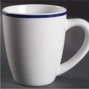 Oneida Maitre D white mug with blue stripe